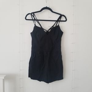 Bebe Black Spaghetti Straps Shorts Romper Size S